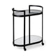 Eleonore Black Metal Frame Two-Tier w/Glass Shelves Bar Cart Dining Room Mercana