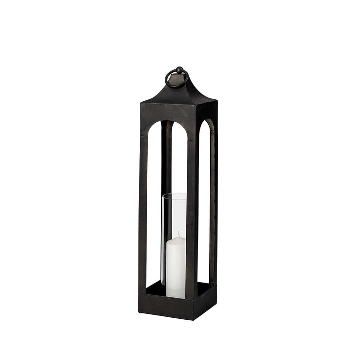 Ina Tall Charcoal Metal Candle Holder Lantern Decor Mercana