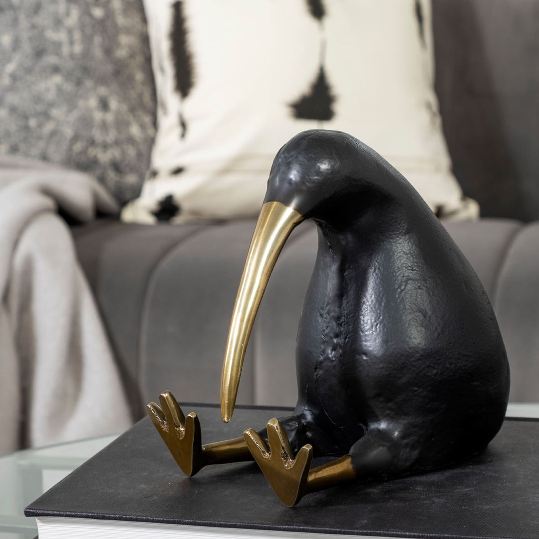 Dodo Kiwi 7L x 4W Black Cast Aluminum Mauritian Bird Sculpture Decor Mercana