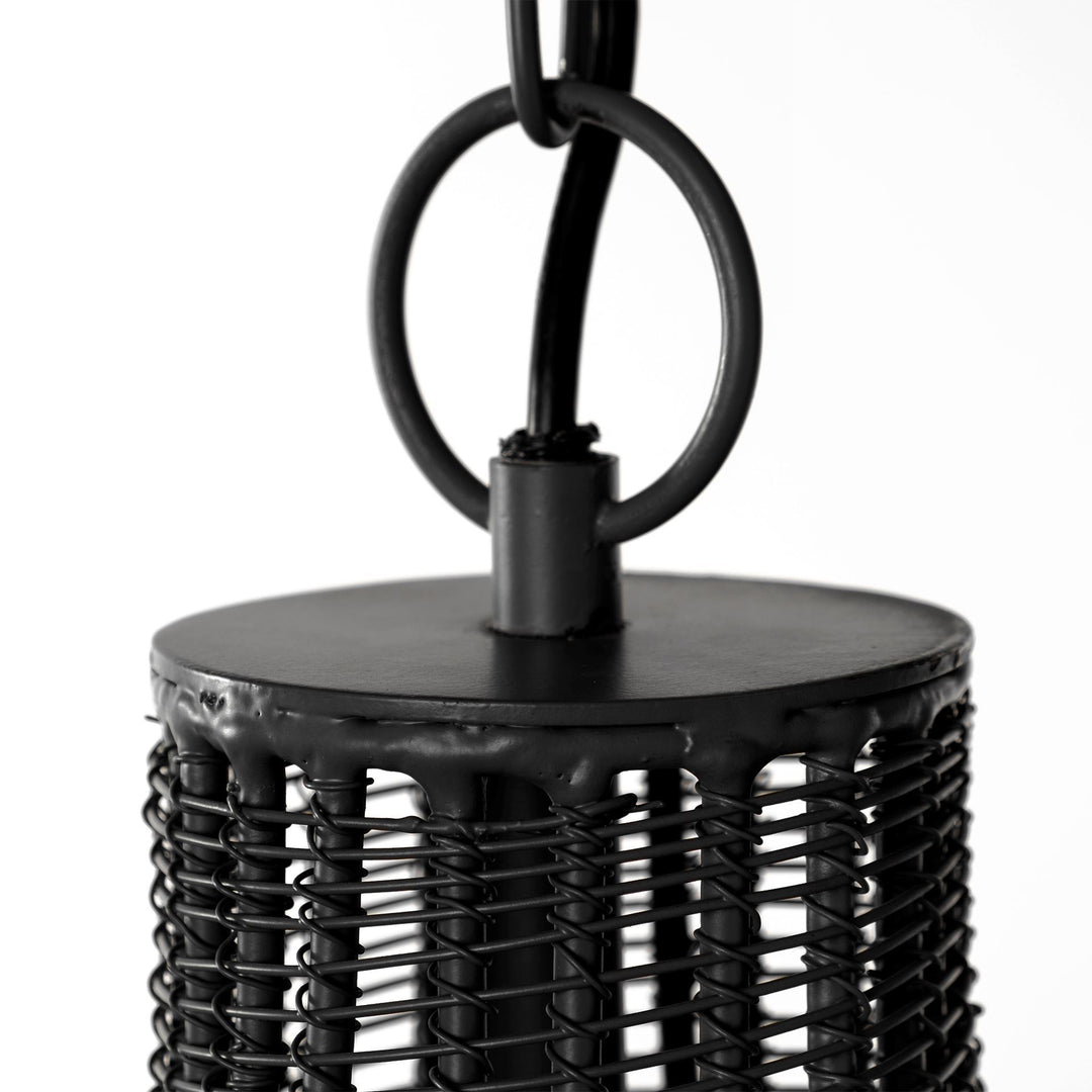 Camila (40"x31") Black Metal Mesh-Style Four Bulb Chandelier Decor Mercana