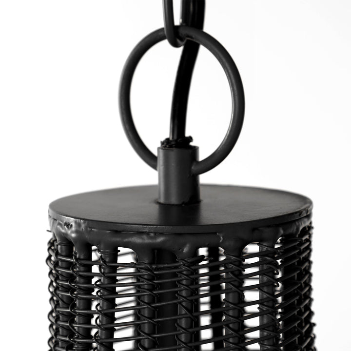 Camila (40"x31") Black Metal Mesh-Style Four Bulb Chandelier Decor Mercana