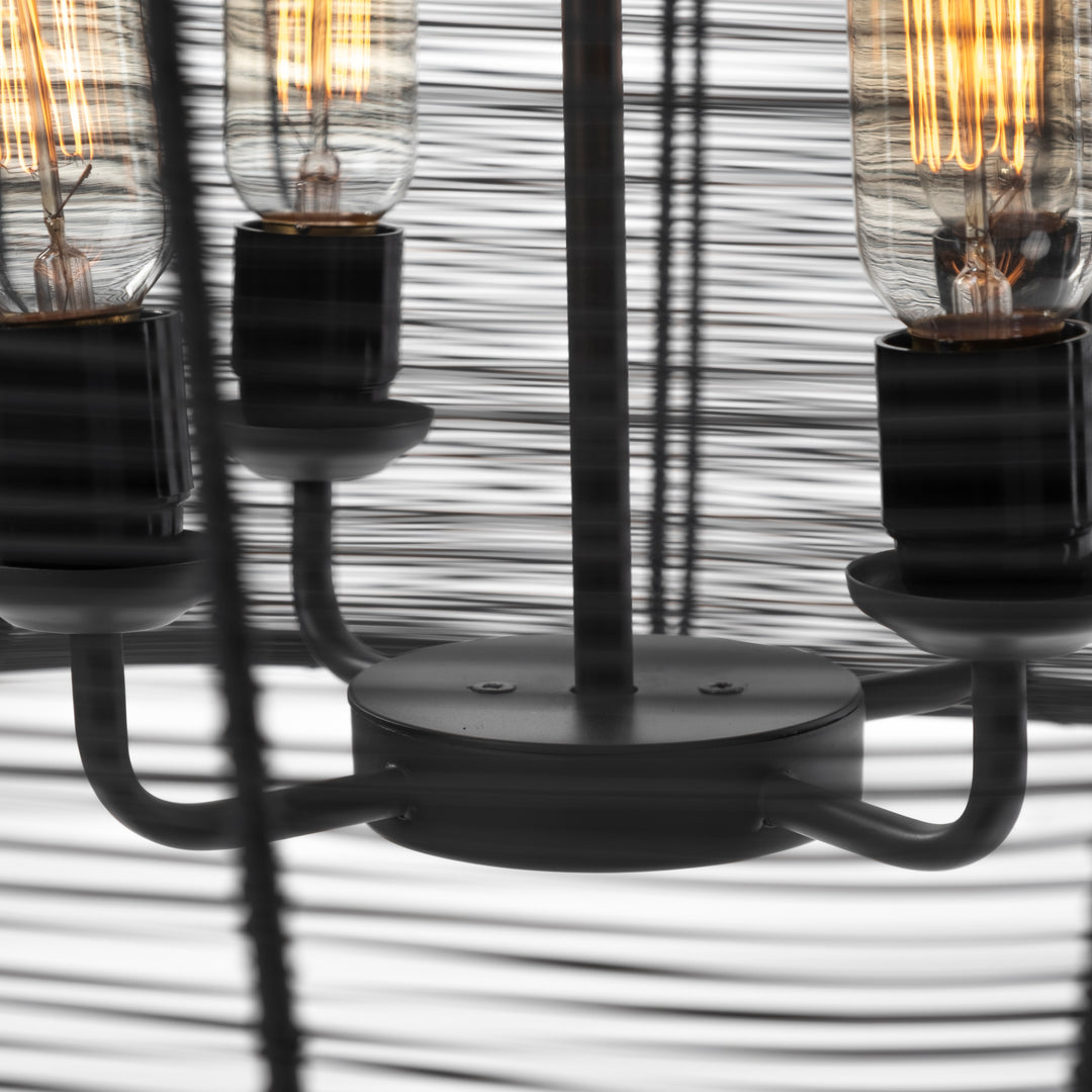 Camila (40"x31") Black Metal Mesh-Style Four Bulb Chandelier Decor Mercana