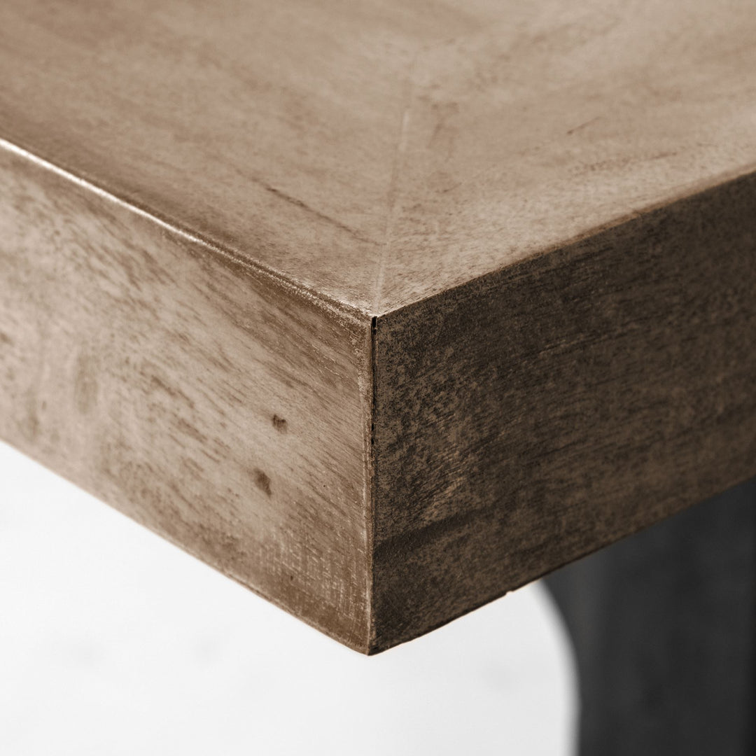 Araxi Rectangular Brown Solid Wood Top Black Metal Base Dining Table Dining Room Mercana