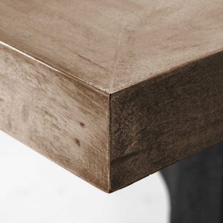 Araxi Rectangular Brown Solid Wood Top Black Metal Base Dining Table Dining Room Mercana