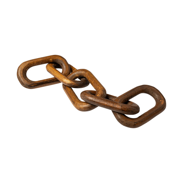 Alix 29L x 5W Brown Wooden Hand-Made 5 Link Chain Decor Mercana
