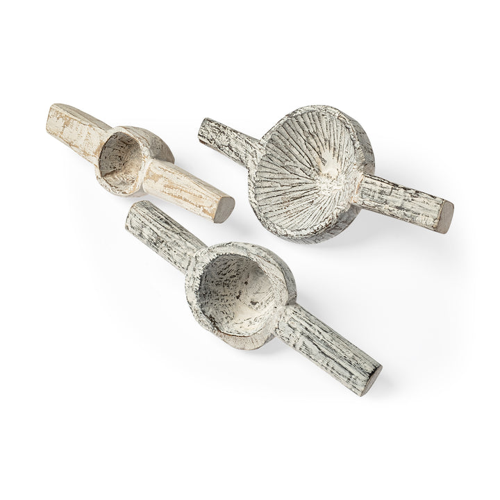 Oro (Set of 3) White Tribal Inspired Measuring Cups Decor Mercana