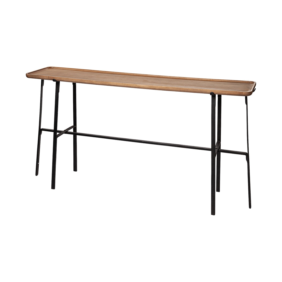 Helios II Rectangular Brown Raised Edge Top Console Table Dining Room Mercana