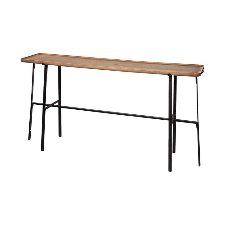 Helios II Rectangular Brown Raised Edge Top Console Table Dining Room Mercana