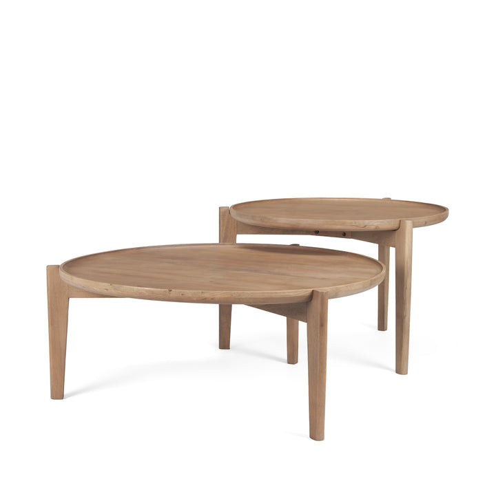 Cleaver (Set of 2) 40" & 31" Round Brown Solid Wood Nesting Coffee Tables Living Room Mercana