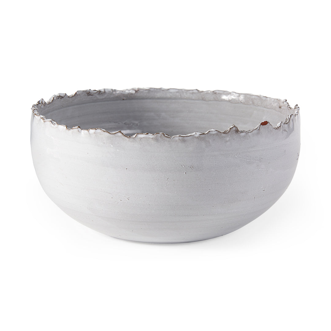 Larsen 13L x 13W White Ceramic Large Decorative Bowl Decor Mercana