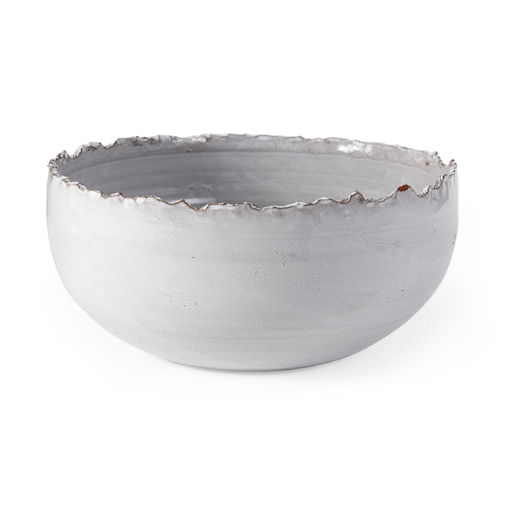 Larsen 13L x 13W White Ceramic Large Decorative Bowl Decor Mercana