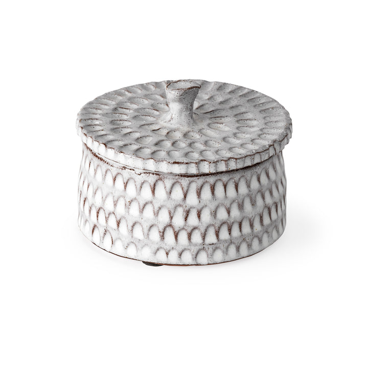 Azul (Small) 5L x 5W Gray Ceramic Detailed Decorative Box Decor Mercana