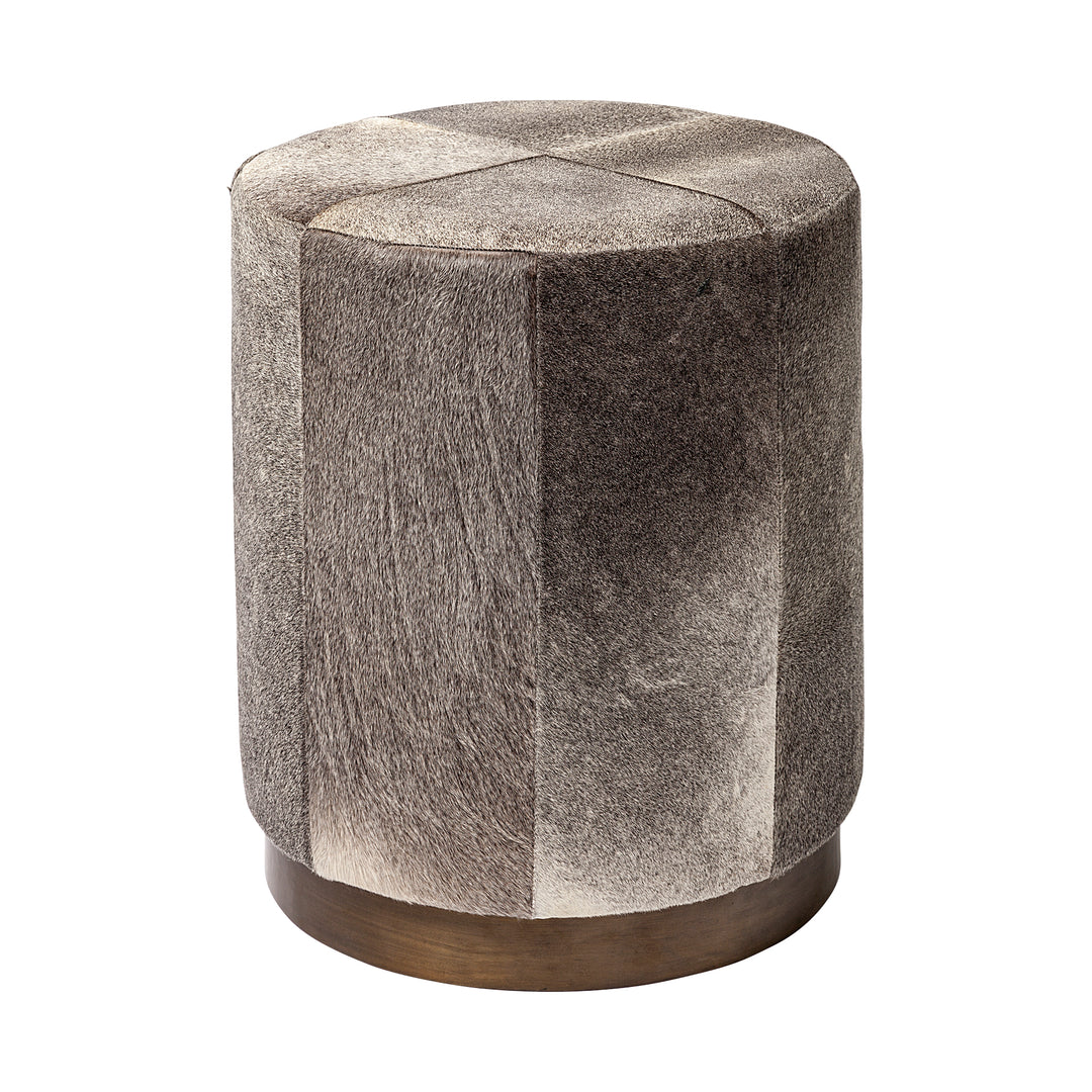 Zahavi I 23"H grey-toned hair-on-hide ottoman Living Room Mercana