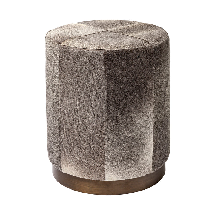 Zahavi I 23"H grey-toned hair-on-hide ottoman Living Room Mercana