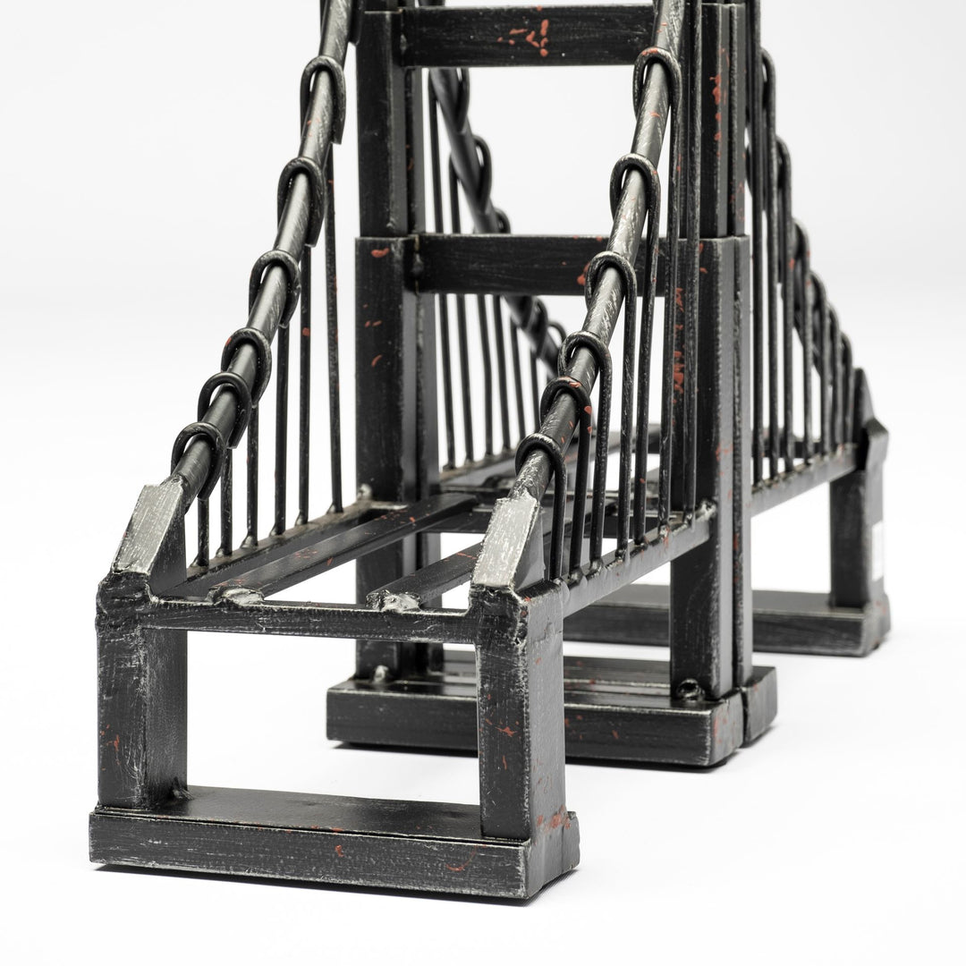 Suspension Set of 2 19L x 4W Brown Wrought Iron Suspension Bridge Bookends Decor Mercana