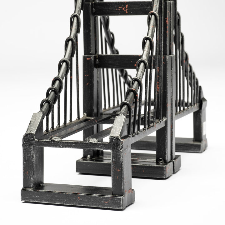 Suspension Set of 2 19L x 4W Brown Wrought Iron Suspension Bridge Bookends Decor Mercana
