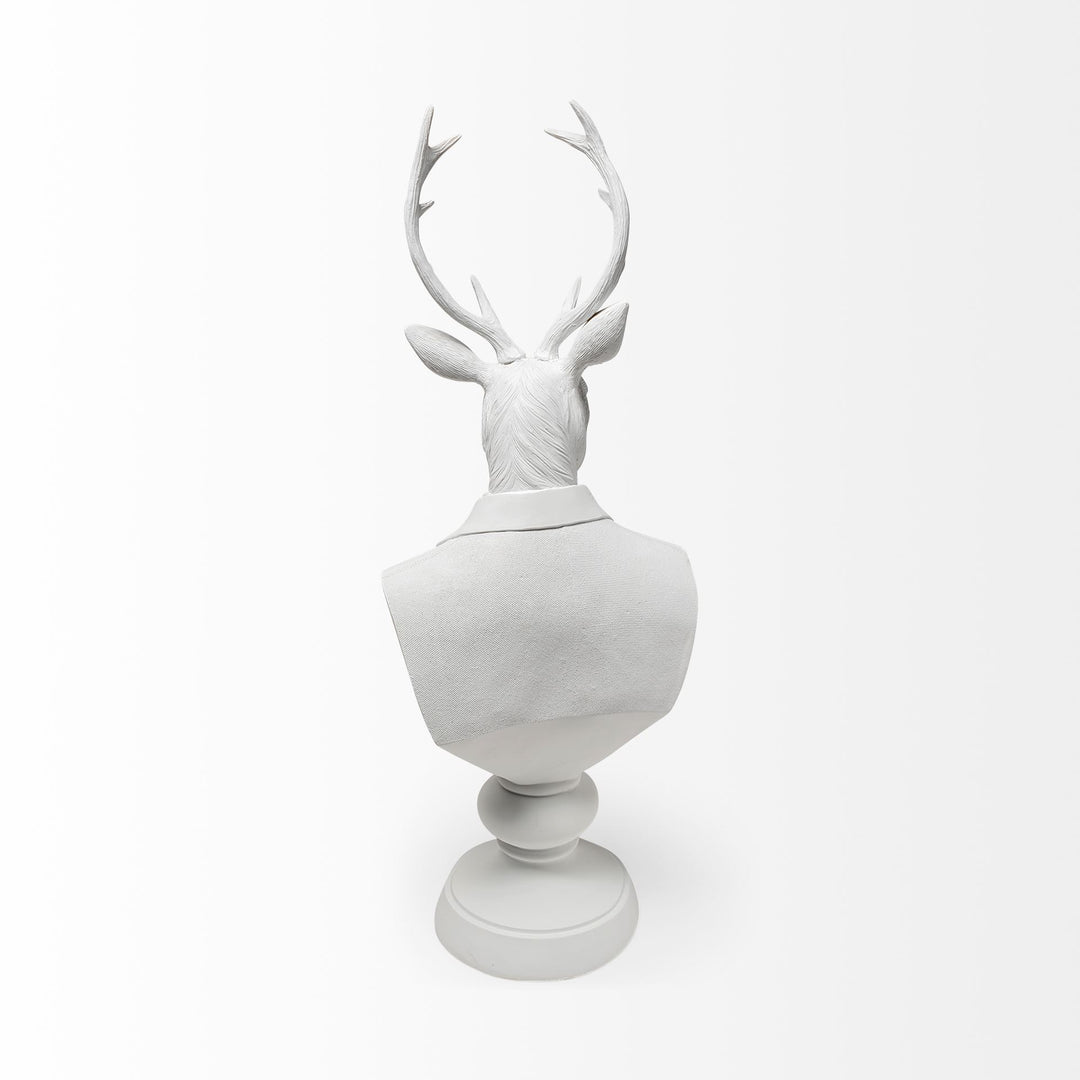 Mozart 8L x 6W White Resin Deer In A Suit Decor Mercana