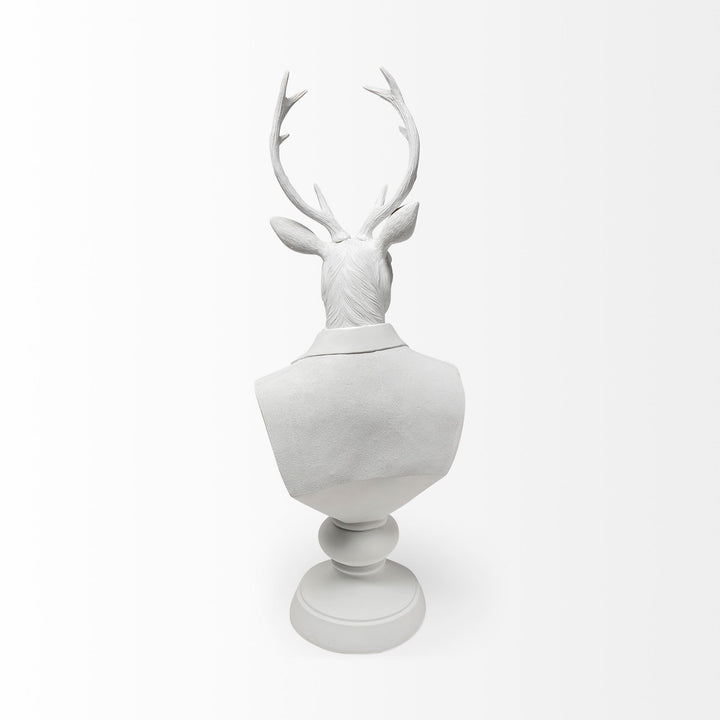 Mozart 8L x 6W White Resin Deer In A Suit Decor Mercana