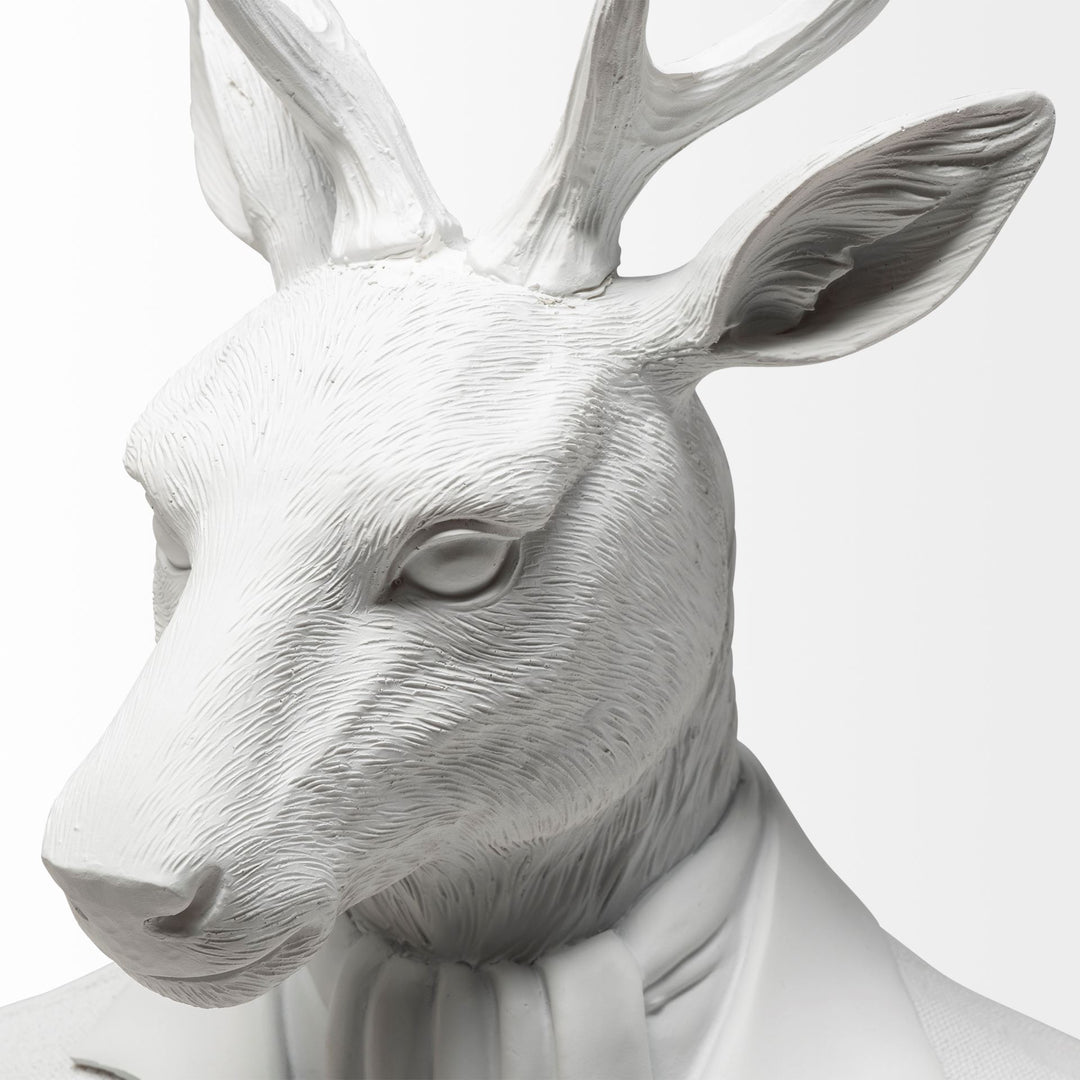 Mozart 8L x 6W White Resin Deer In A Suit Decor Mercana