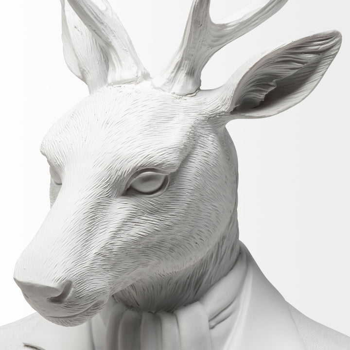Mozart 8L x 6W White Resin Deer In A Suit Decor Mercana