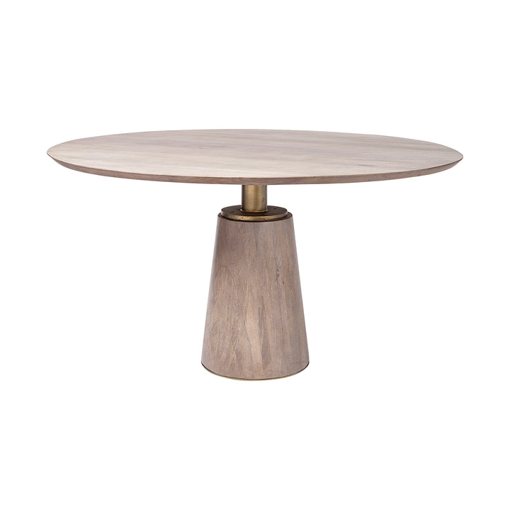 Maxwell II 54" Round Brown Solid Wood Top Brown Wood/Gold Metal Base Dining Table Dining Room Mercana