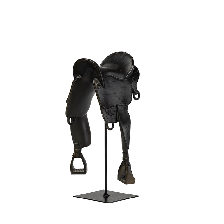 Colt III 8L x 9W Black Equestrian-Inspired English Horse Saddle Decor Mercana