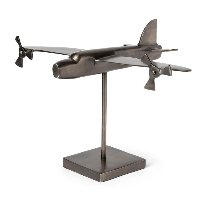 Maverick I 12L x 16W Gray Metal Bomber Plane Decor Mercana