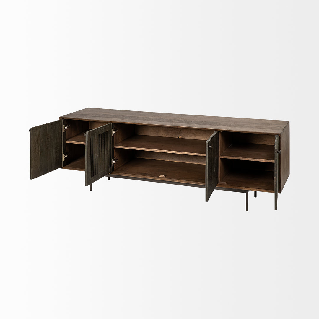 Grace Two-Toned Brown Solid Wood TV Stand Media Console Living Room Mercana