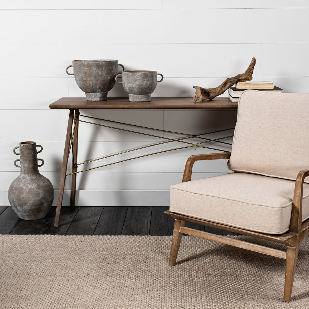 Deya Small Rustic Brown Ceramic Vase Decor Mercana