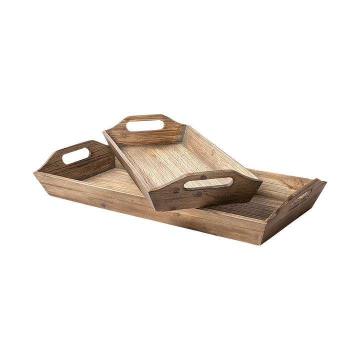 Tawny (Set of 2) Natural Wooden Trays Decor Mercana