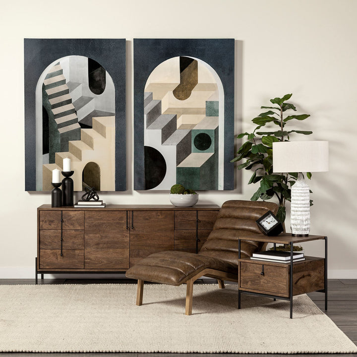 Glenn VI 71.5x18 Dark Brown Wood Frame w/ Black Iron Accent, 6 Drawer, 2 Door Cabinet Sideboard Bedroom Mercana