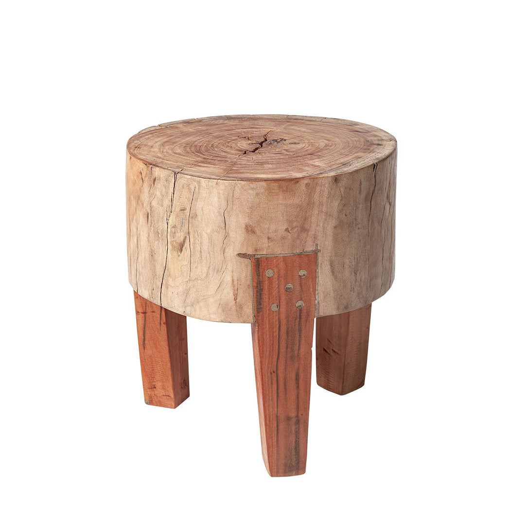Asco 15"H Rustic Solid Reclaimed Wood Stool Living Room Mercana
