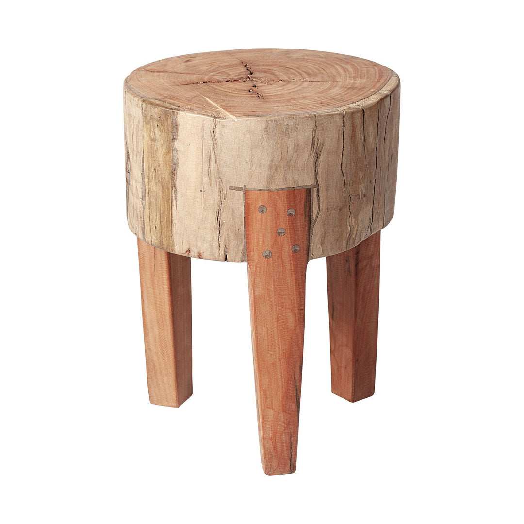 Asco 18"H Rustic Solid Reclaimed Wood Stool Living Room Mercana