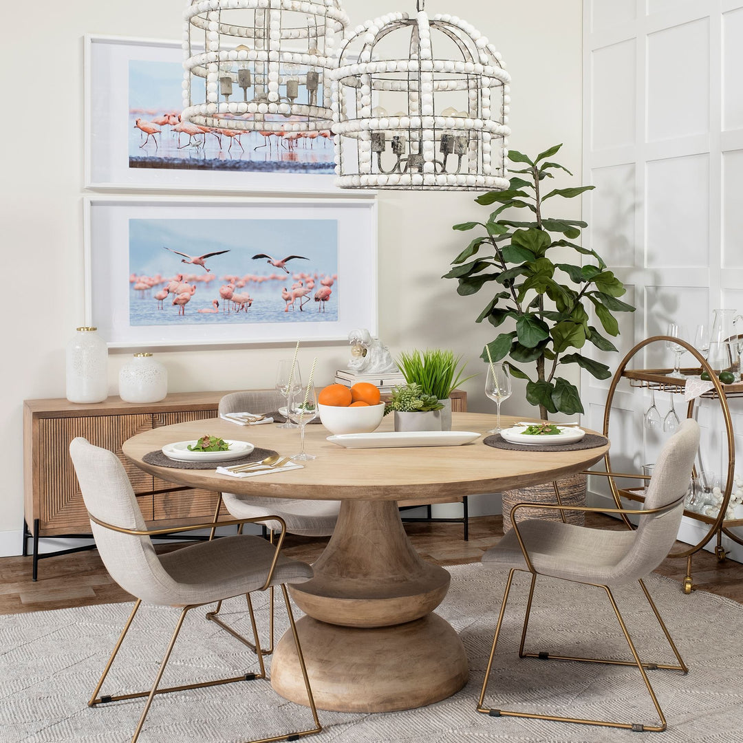 Crossman 60" Round Blonde Solid Wood & Base Dining Table Dining Room Mercana