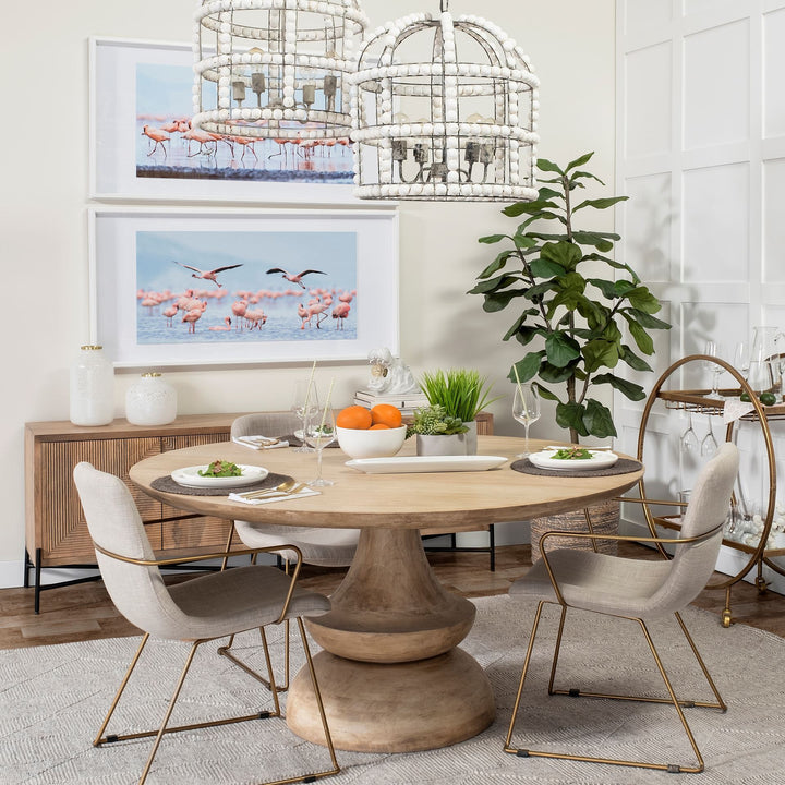 Crossman 60" Round Blonde Solid Wood & Base Dining Table Dining Room Mercana