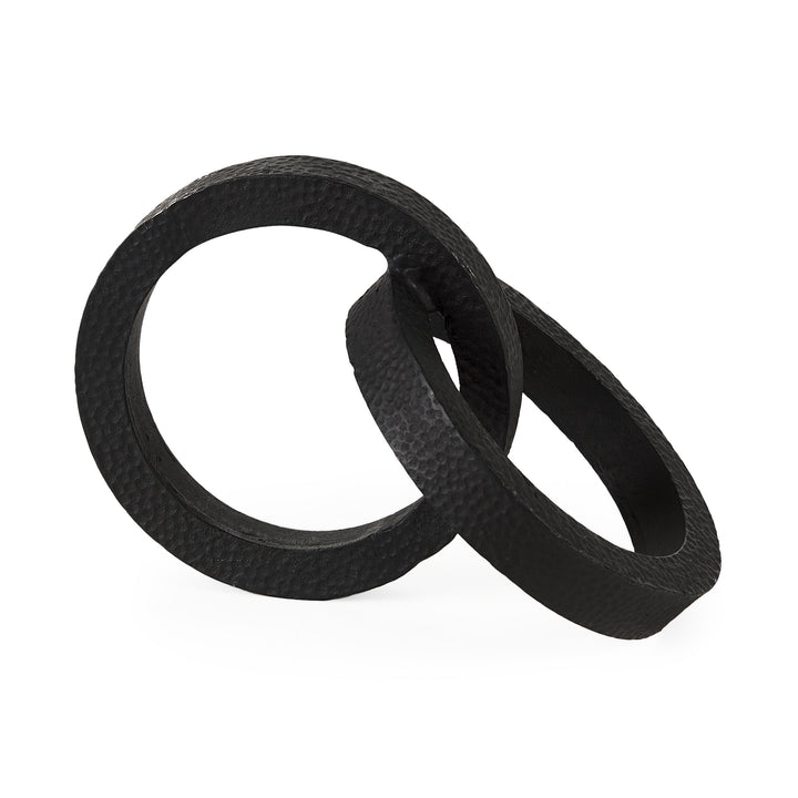Rafiki Two Blackened Hammered Finish Metal Conjoined Circles Decor Mercana