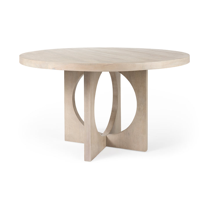 Liesl Barely Gray Finished Wood W/ Circular Top Dining Table Dining Room Mercana