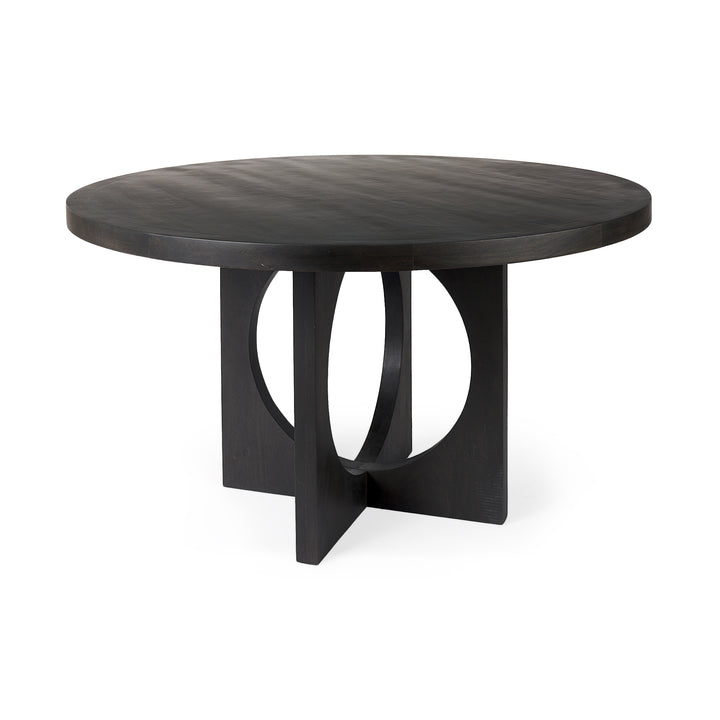 Liesl Black Wood W/ Circular Top Dining Table Dining Room Mercana