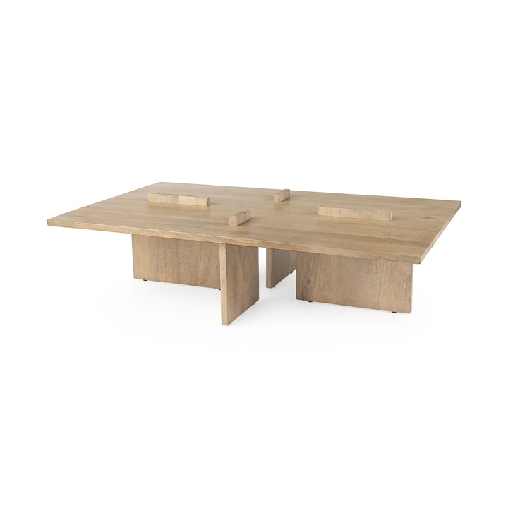 Aida 56 x 34 Rectangular Light Brown Wood Coffee Table Living Room Mercana