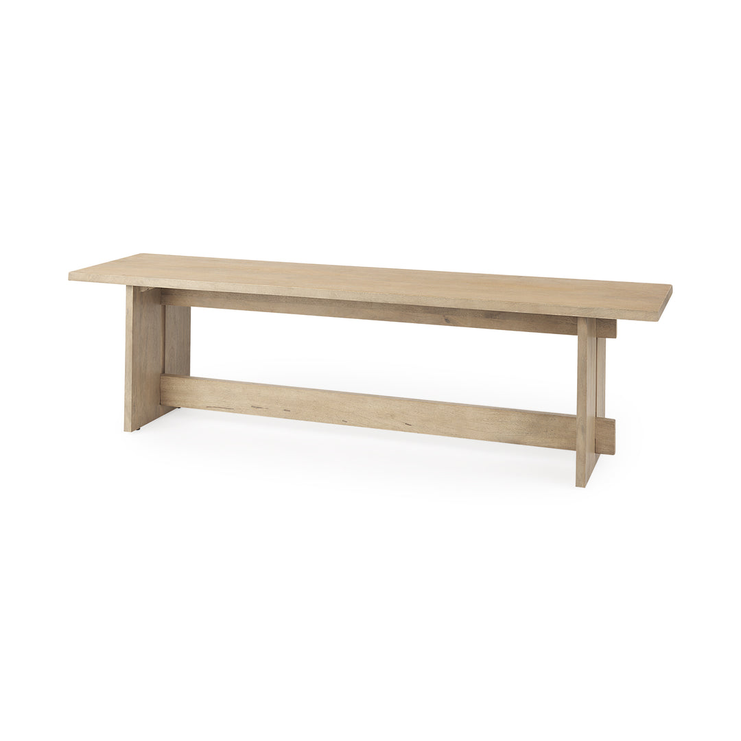 Aida 18H Light Brown Wood Dining Bench Dining Room Mercana