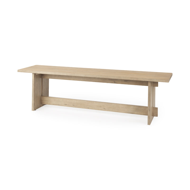 Aida 18H Light Brown Wood Dining Bench Dining Room Mercana