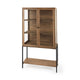 Arelius Light Brown Wood W/ Black Metal Base Display Cabinet Living Room Mercana #light brown