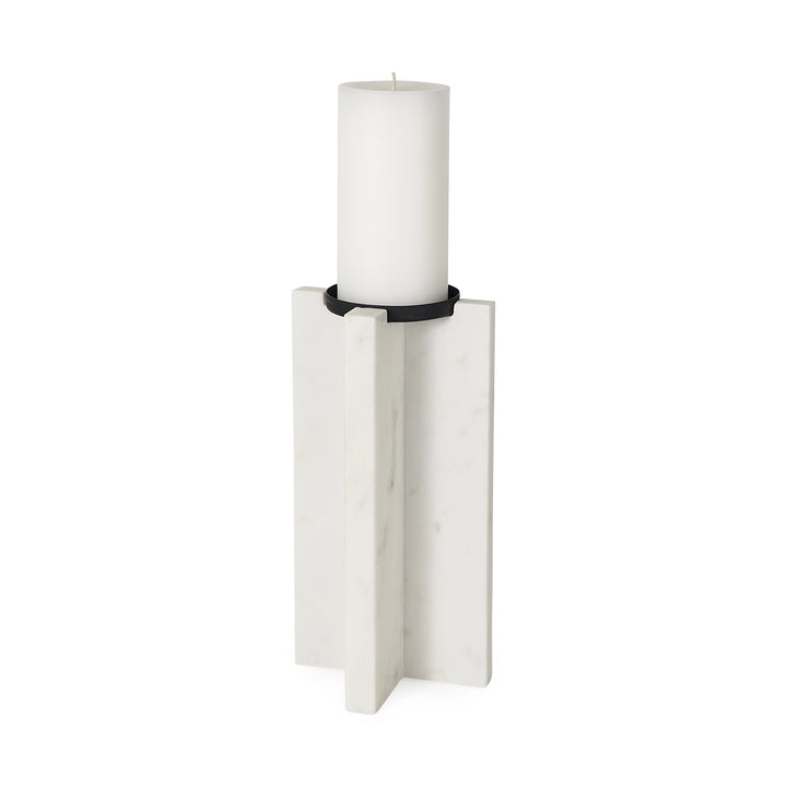 Sophia 5.5"L x 3.5"W x 10.5"H Marble Candle Holder Large Decor Mercana