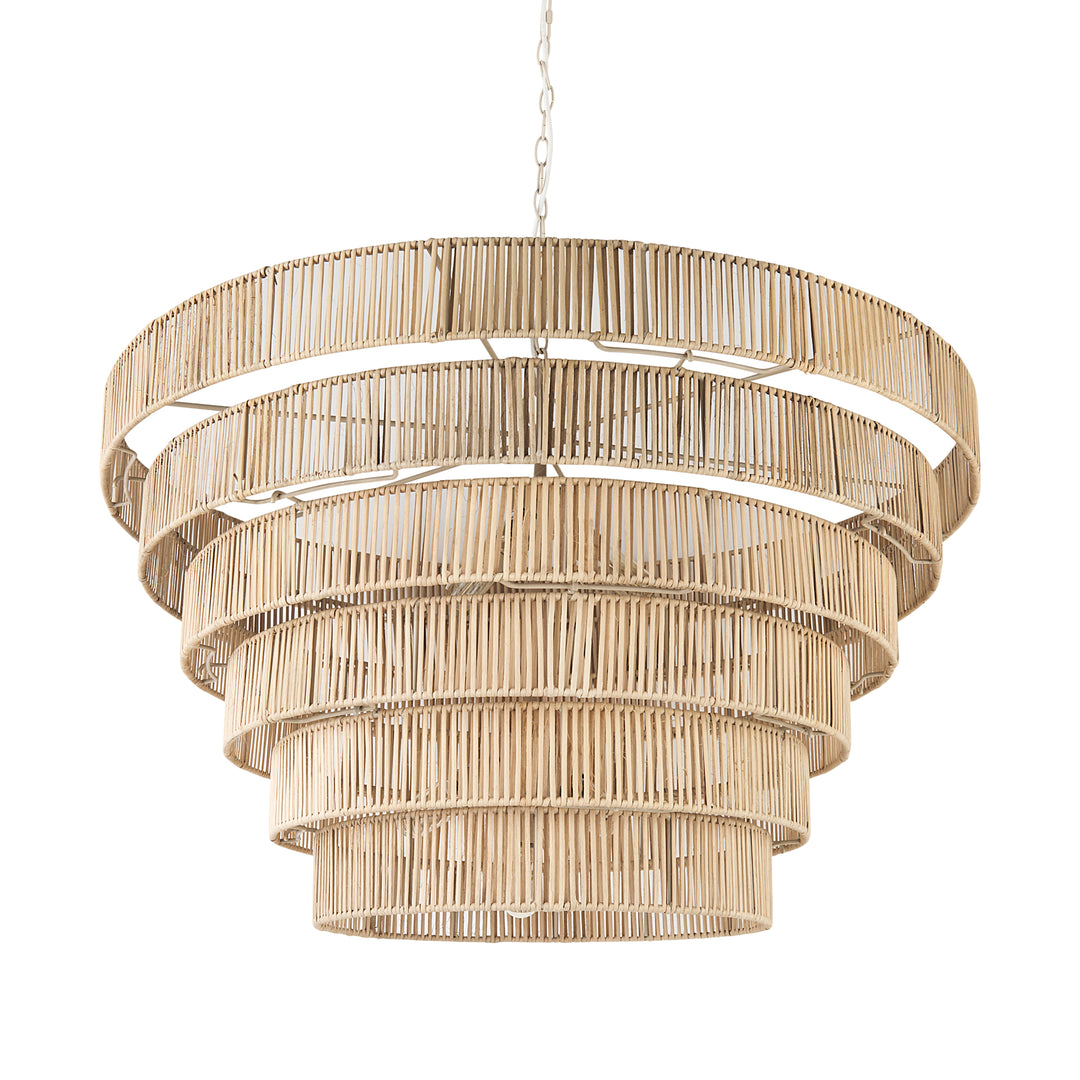 Marimba 40 L x 40 W x 24 H Natural Cane 6 Tier Chandelier Decor Mercana