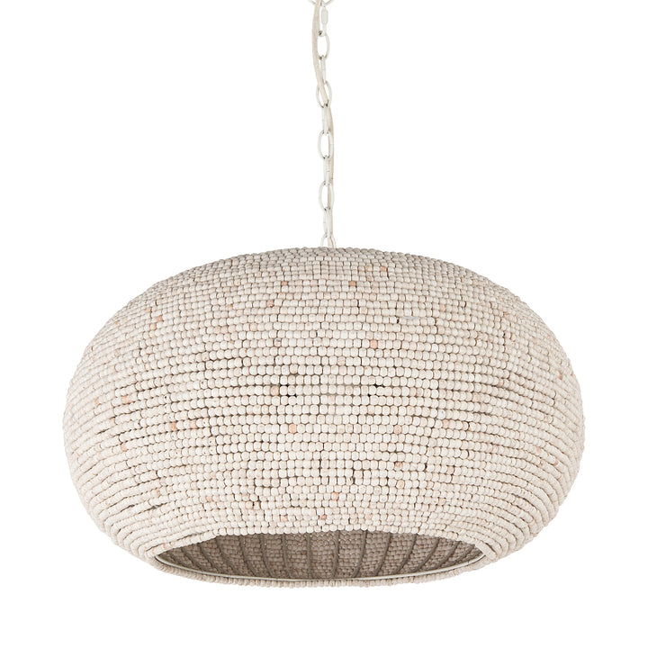 Theta 30.0 L x 30.0 W x 15.0 H White-Washed Beaded Chandelier Decor Mercana