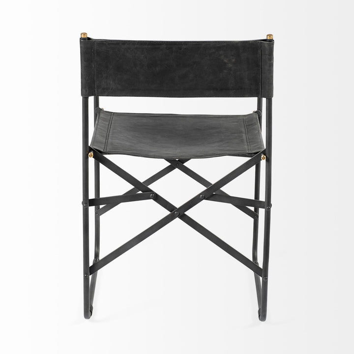Direttore Black Iron Frame Black Leather Dining Chair Living Room Mercana