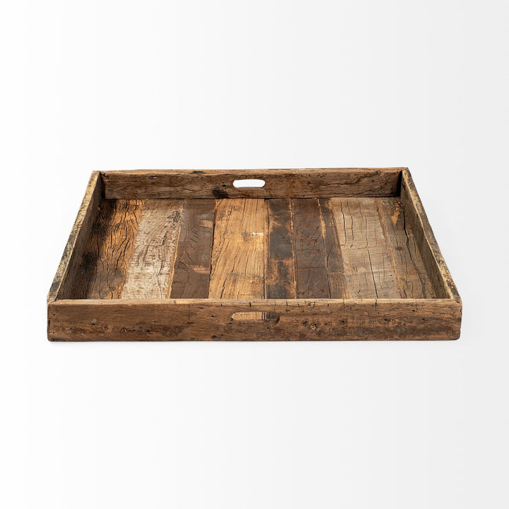 Carson (Large) 30L x 30W Brown Reclaimed Wood Tray Decor Mercana