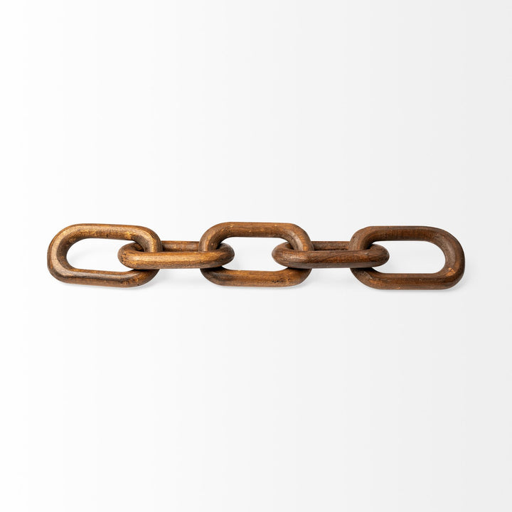 Alix 29L x 5W Brown Wooden Hand-Made 5 Link Chain Decor Mercana