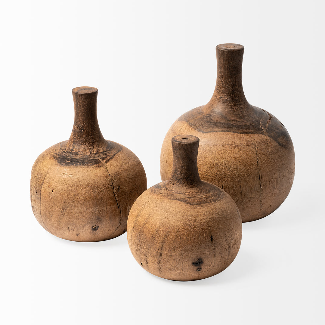 Afra Medium Solid Wood Vase Shaped Decorative Object Decor Mercana