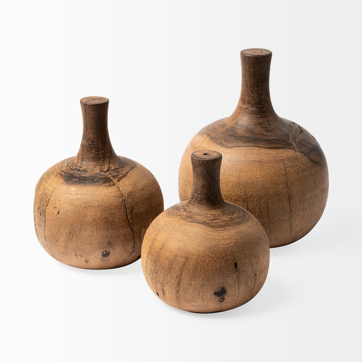 Afra Medium Solid Wood Vase Shaped Decorative Object Decor Mercana
